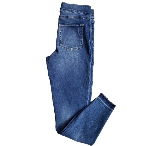 SPANX Distressed Denim High Rise Elastic Waist Jeggings, Size M - Picture 6 of 9